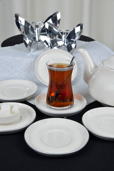 Hermia Rüya Platin Juego de 6 platos de porcelana de 12 cm